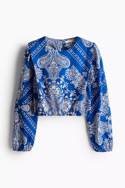 Defined-shoulder blouse